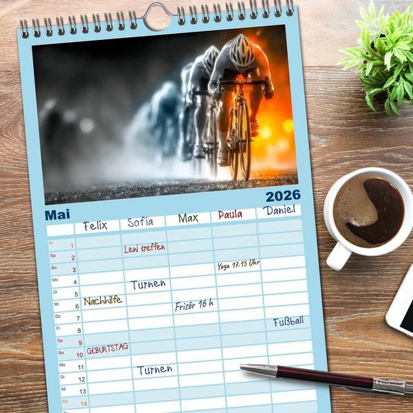 Produktbild: Familienplaner 2026 - Triathlon - Grenzen verschieben mit 5 Spalten (Wandkalender, 21 x 45 cm) CALVENDO