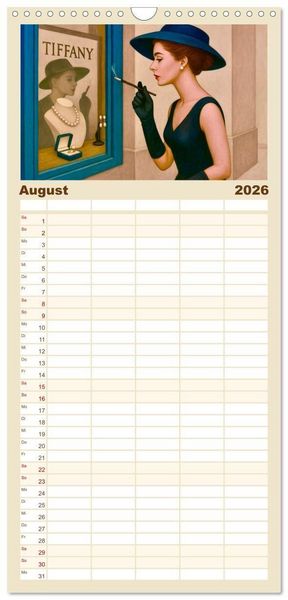 Produktbild: Familienplaner 2026 - Truman Capote mit 5 Spalten (Wandkalender, 21 x 45 cm) CALVENDO