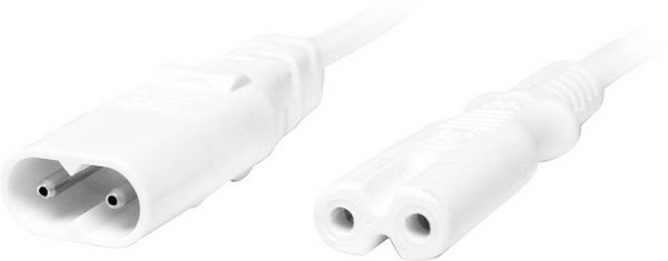 Produktbild: LogiLink Strom Verl&auml;ngerungskabel [1x Kleinger&auml;te-Stecker C8 - 1x Kleinger&auml;te-Buchse C7] 2.00 m Wei&szlig;