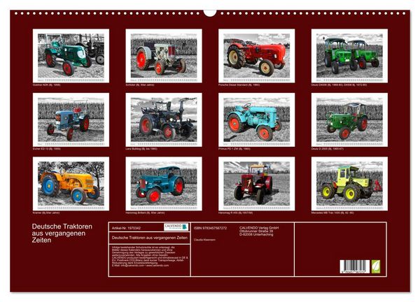 Produktbild: Deutsche Traktoren aus vergangenen Zeiten (Wandkalender 2026 DIN A2 quer), CALVENDO Monatskalender
