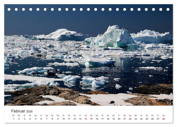 Produktbild: Gr&ouml;nland Bizarre Eiswelt um Ilulissat (Tischkalender 2026 DIN A5 quer), CALVENDO Monatskalender