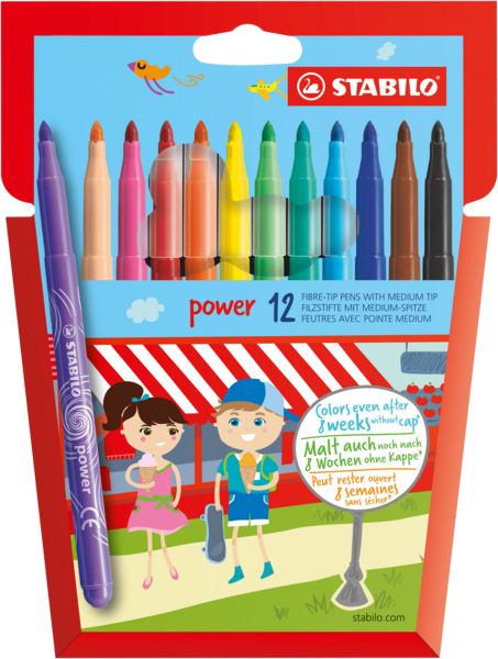 Produktbild: STABILO Filzstift -   power - 12er Pack - mit 12 verschiedenen Farben