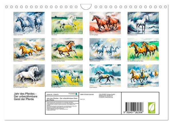 Produktbild: Jahr des Pferdes - Der unbez&auml;hmbare Geist der Pferde (Wandkalender 2026 DIN A4 quer), CALVENDO Monatskalender