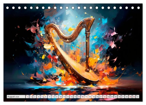 Produktbild: MUSIKINSTRUMENTE Moderne dekorative Inszenierung (Tischkalender 2026 DIN A5 quer), CALVENDO Monatskalender