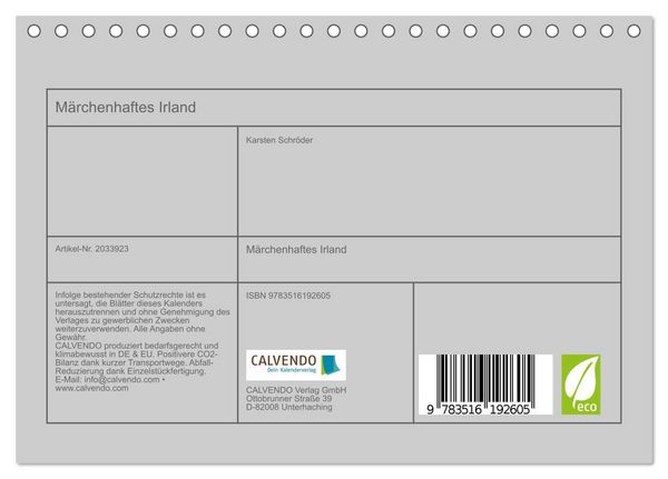 Produktbild: M&auml;rchenhaftes Irland (Tischkalender 2026 DIN A5 quer), CALVENDO Monatskalender