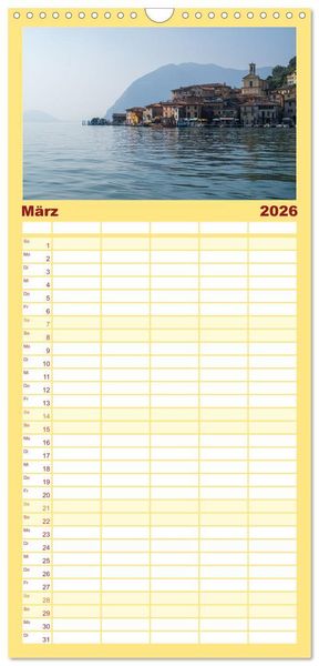 Produktbild: Familienplaner 2026 - Romantischer Lago d'Iseo mit 5 Spalten (Wandkalender, 21 x 45 cm) CALVENDO