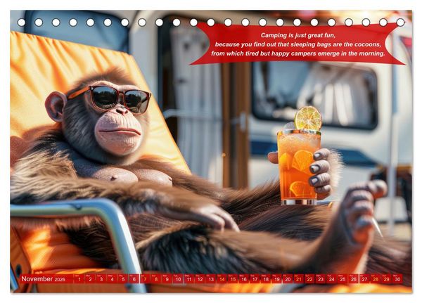 Produktbild: Funny charming animals as campers (Desk Calendar 2026 DIN A5 landscape), CALVENDO 12 Month DeskCalendar