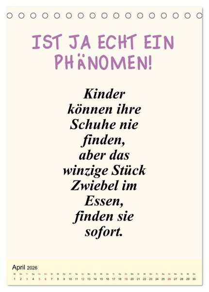 Produktbild: Spr&uuml;che-Kalender. Lustiges f&uuml;r die Familie! (Tischkalender 2026 DIN A5 hoch), CALVENDO Monatskalender