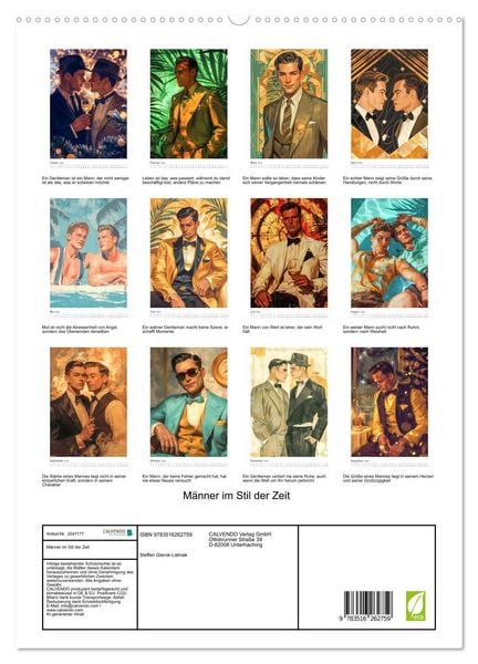 Produktbild: M&auml;nner im Stil der Zeit (hochwertiger Premium Wandkalender 2026 DIN A2 hoch), Kunstdruck in Hochglanz