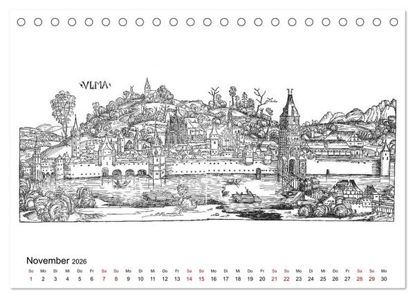 Produktbild: Schedelsche Weltchronik Deutsche St&auml;dte 1493 (Tischkalender 2026 DIN A5 quer), CALVENDO Monatskalender