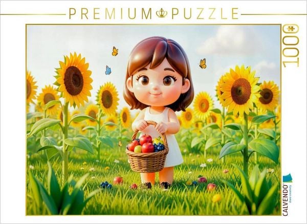 CALVENDO Puzzle Sternzeichen Jungfrau Sonnenblumen Obst Puzzle | 1000 Teile Lege-Größe 64x48cm Foto-Puzzle für glückliche Stunden