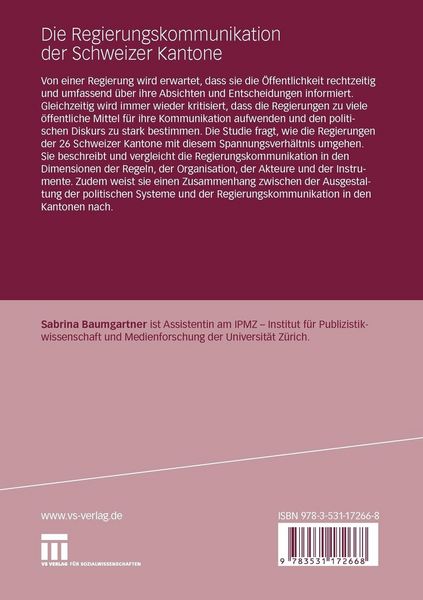 Produktbild: Die Regierungskommunikation der Schweizer Kantone