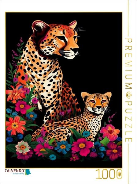 Produktbild: CALVENDO Puzzle Geparden | 1000 Teile Lege-Gr&ouml;&szlig;e 64x48cm Foto-Puzzle f&uuml;r gl&uuml;ckliche Stunden