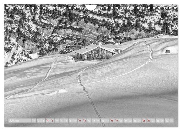 Produktbild: Arlberg black and white (Wandkalender 2026 DIN A4 quer), CALVENDO Monatskalender