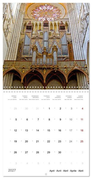 Produktbild: D&eacute;couverte des c&eacute;l&egrave;bres cath&eacute;drales fran&ccedil;aises (Calendrier mural carr&eacute; 2027 30x30 cm) Calendrier double avec une page pour vos prises de notes
