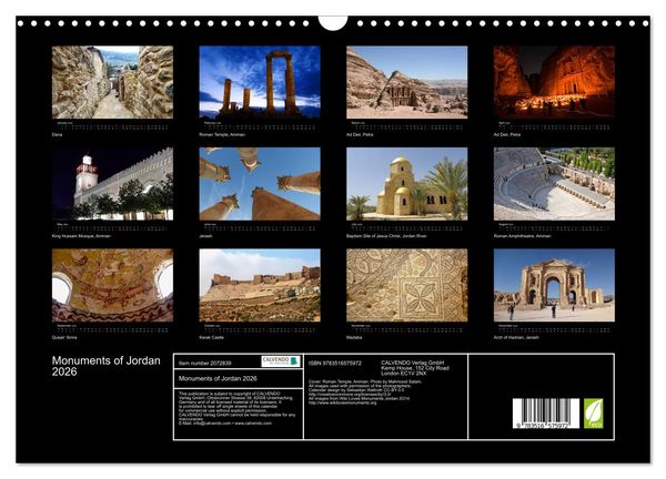 Produktbild: Monuments of Jordan 2026 (Wall Calendar 2026 DIN A3 landscape), CALVENDO 12 Month Wall Calendar