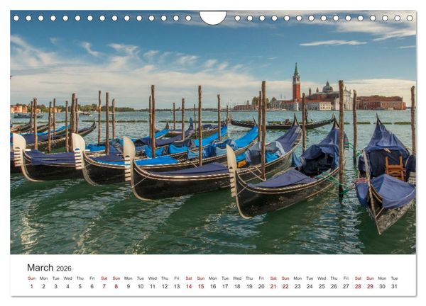 Produktbild: Romantic colors in Venice (Wall Calendar 2026 DIN A4 landscape), CALVENDO 12 Month Wall Calendar