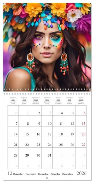 Produktbild: Facial colours - Artistic AI portraits (Wall Calendar 2026 12 &times; 12 Inch) CALVENDO 12 Month Wall Calendar