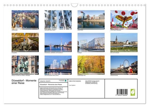 Produktbild: D&uuml;sseldorf - Momente einer Reise (Wandkalender 2027 DIN A3 quer), CALVENDO Monatskalender