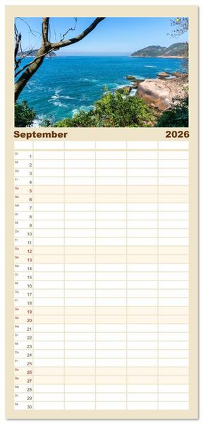 Produktbild: Familienplaner 2026 - Traumk&uuml;sten: Eine Maritime Reise um die Welt mit 5 Spalten (Wandkalender, 21 x 45 cm) CALVENDO