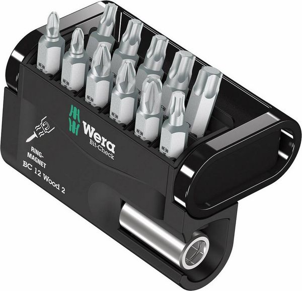 Produktbild: Wera Bit-Check 12 Wood 2 05057422001 Bit-Set 12teilig Kreuzschlitz Pozidriv, Kreuzschlitz Phillips, Innen T-Profil