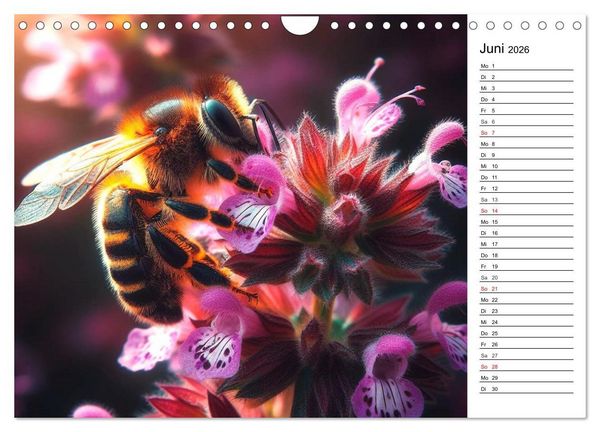 Produktbild: Biene auf Bl&uuml;te - Faszinierende Details durch k&uuml;nstliche Intelligenz (Wandkalender 2026 DIN A4 quer), CALVENDO Monatskalender