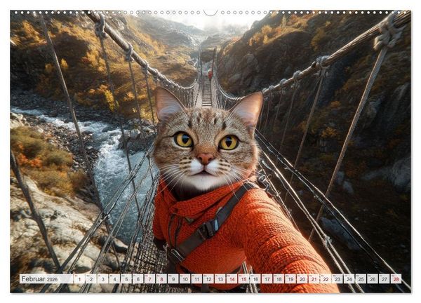 Produktbild: KATZEN-SELFIES Tierische Reiselust (hochwertiger Premium Wandkalender 2026 DIN A2 quer), Kunstdruck in Hochglanz