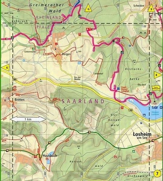 Produktbild: Wanderkarte Saar-Hunsr&uuml;ck-Steig 1, Perl - Idar-Oberstein, Kell am See - Trier 1:25 000