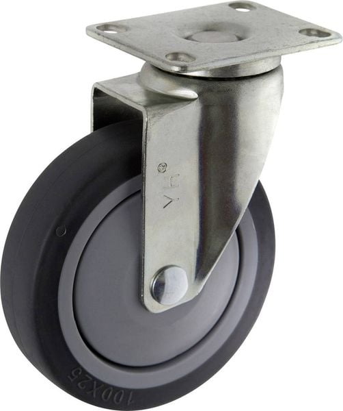 Produktbild: TOOLCRAFT TO-5137917 Lenkrolle TPR 100mm mit Anschraubplatte Tragf&auml;higkeit (max.): 65kg