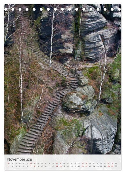 Produktbild: Bastei und Lilienstein - Unterwegs an zwei m&auml;rchenhaften Orten in der S&auml;chsischen Schweiz (Tischkalender 2026 DIN A5 hoch), CALVENDO Monatskalender