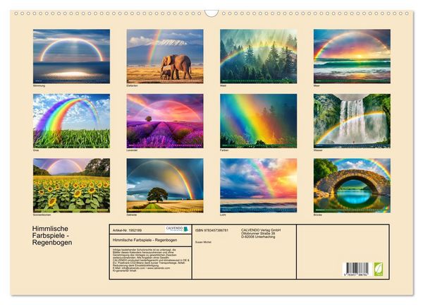 Produktbild: Himmlische Farbspiele - Regenbogen (Wandkalender 2026 DIN A2 quer), CALVENDO Monatskalender