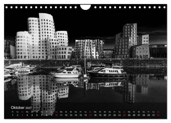 Produktbild: D&uuml;sseldorf Ansichten in Schwarz-Wei&szlig; (Wandkalender 2027 DIN A4 quer), CALVENDO Monatskalender