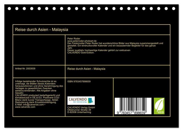 Produktbild: Reise durch Asien - Malaysia (Tischkalender 2026 DIN A5 quer), CALVENDO Monatskalender