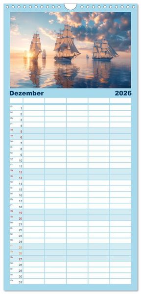 Produktbild: Familienplaner 2026 - Mit den Tr&auml;umen segeln mit 5 Spalten (Wandkalender, 21 x 45 cm) CALVENDO