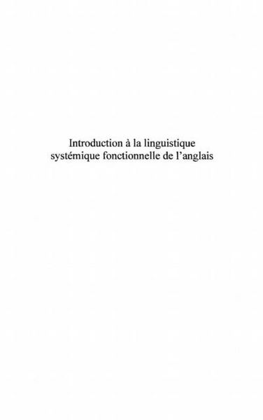 Produktbild: Introduction a la linguistiquesystemique fonctionnelle de l