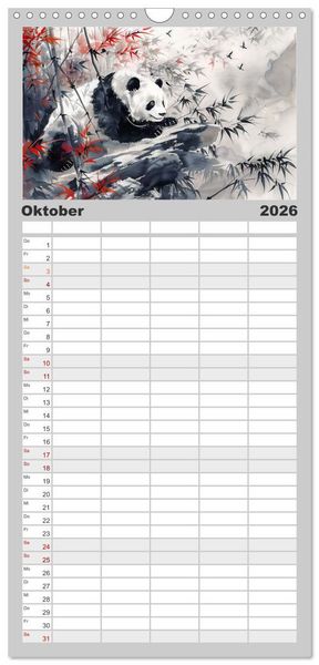 Produktbild: Familienplaner 2026 - Die Essenz von China - Chinesische Landschaften und Symbole in Harmonie mit 5 Spalten (Wandkalender, 21 x 45 cm) CALVENDO