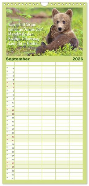 Produktbild: Familienplaner 2026 - Spa&szlig; mit B&auml;ren: Edition lustige Tiere mit 5 Spalten (Wandkalender, 21 x 45 cm) CALVENDO