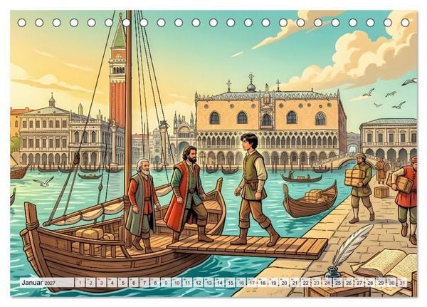 Produktbild: Marco Polo - Die gro&szlig;e Reise nach Osten (Tischkalender 2027 DIN A5 quer), CALVENDO Monatskalender