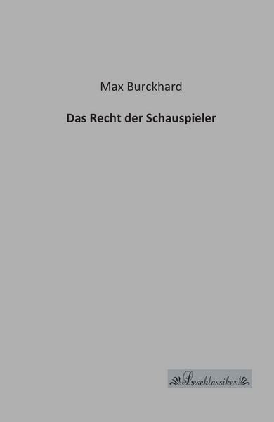 Produktbild: Das Recht der Schauspieler