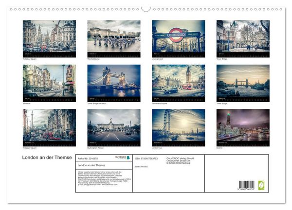 Produktbild: London an der Themse (Wandkalender 2026 DIN A2 quer), CALVENDO Monatskalender