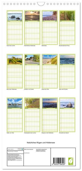 Produktbild: Familienplaner 2026 - Nat&uuml;rliches R&uuml;gen und Hiddensee mit 5 Spalten (Wandkalender, 21 x 45 cm) CALVENDO