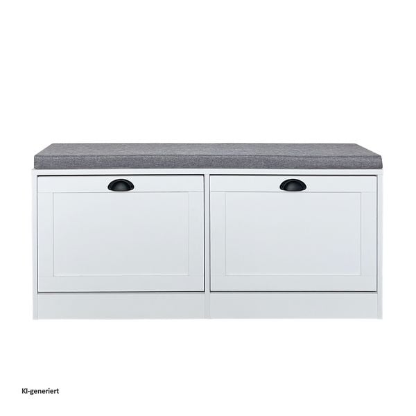 Produktbild: HTI-Living Schuhschrank Thekla 2 Klappen 105 cm Wei&szlig; mit Sitzkissen