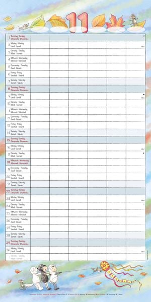Produktbild: Familienplaner Cartoon 2026 - Broschürenkalender 30x30 cm (30x60 geöffnet) - Kalender mit Platz für Notizen - 6 Spalten - Bildkalender - Wandkalender