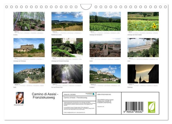 Produktbild: Camino di Assisi - Franziskusweg (Wandkalender 2026 DIN A4 quer), CALVENDO Monatskalender