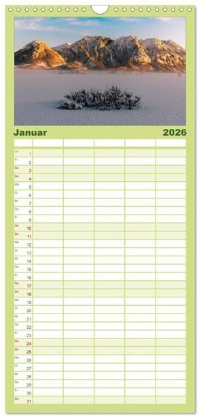 Produktbild: Familienplaner 2026 - Norwegische Landschaften mit 5 Spalten (Wandkalender, 21 x 45 cm) CALVENDO