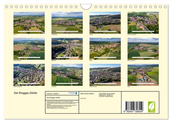 Produktbild: Die Ringgau D&ouml;rfer (Wandkalender 2026 DIN A4 quer), CALVENDO Monatskalender