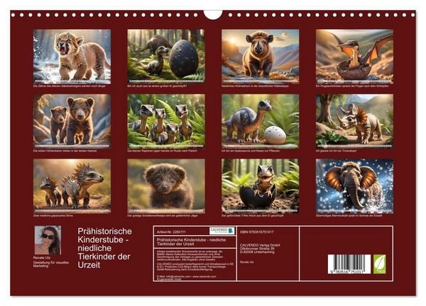 Produktbild: Pr&auml;historische Kinderstube - niedliche Tierkinder der Urzeit (Wandkalender 2027 DIN A3 quer), CALVENDO Monatskalender