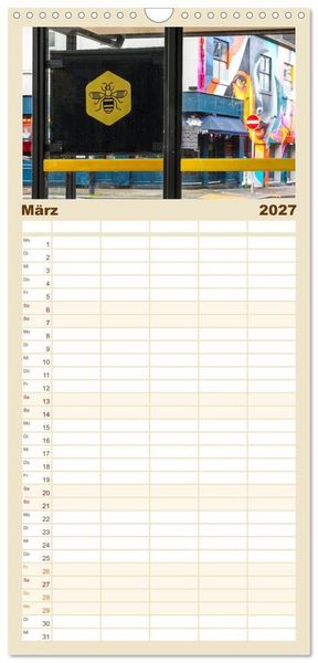 Produktbild: Familienplaner 2027 - Faszination Manchester mit 5 Spalten (Wandkalender, 21 x 45 cm) CALVENDO