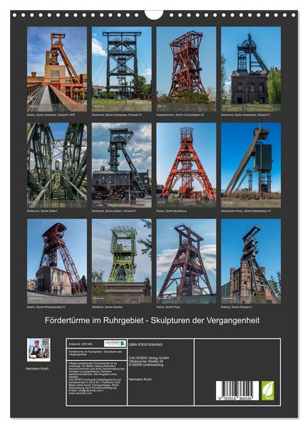 Produktbild: F&ouml;rdert&uuml;rme im Ruhrgebiet - Skulpturen der Vergangenheit (Wandkalender 2026 DIN A3 hoch), CALVENDO Monatskalender