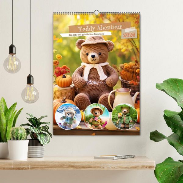 Produktbild: Teddy Abenteur - Ein Jahr mit geh&auml;kelten Freunden (Wandkalender 2026 DIN A2 hoch), CALVENDO Monatskalender